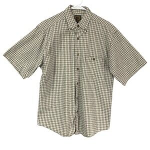 BRUNO Designed in Italy Mens Plaid Button Down Short Sleeve Shirt Size M
